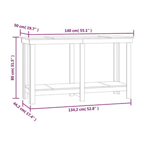 Πάγκος Εργασίας Μελί Καφέ 140 x 50 x 80 εκ. Μασίφ Ξύλο Πεύκο - Pakobazaar