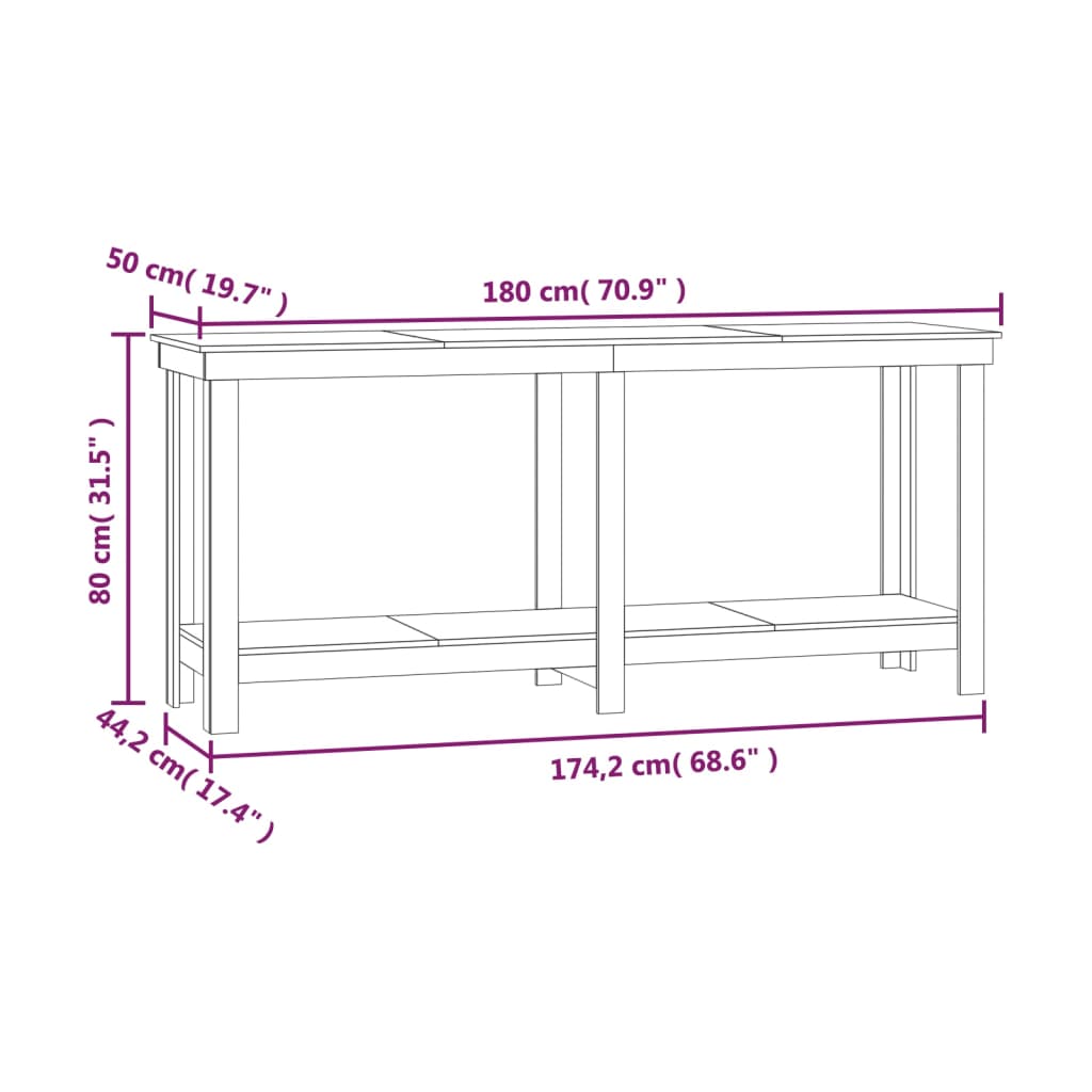 Πάγκος Εργασίας 180x50x80 εκ. από Μασίφ Ξύλο Πεύκου
