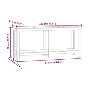 Πάγκος Εργασίας 180x50x80 εκ. από Μασίφ Ξύλο Πεύκου