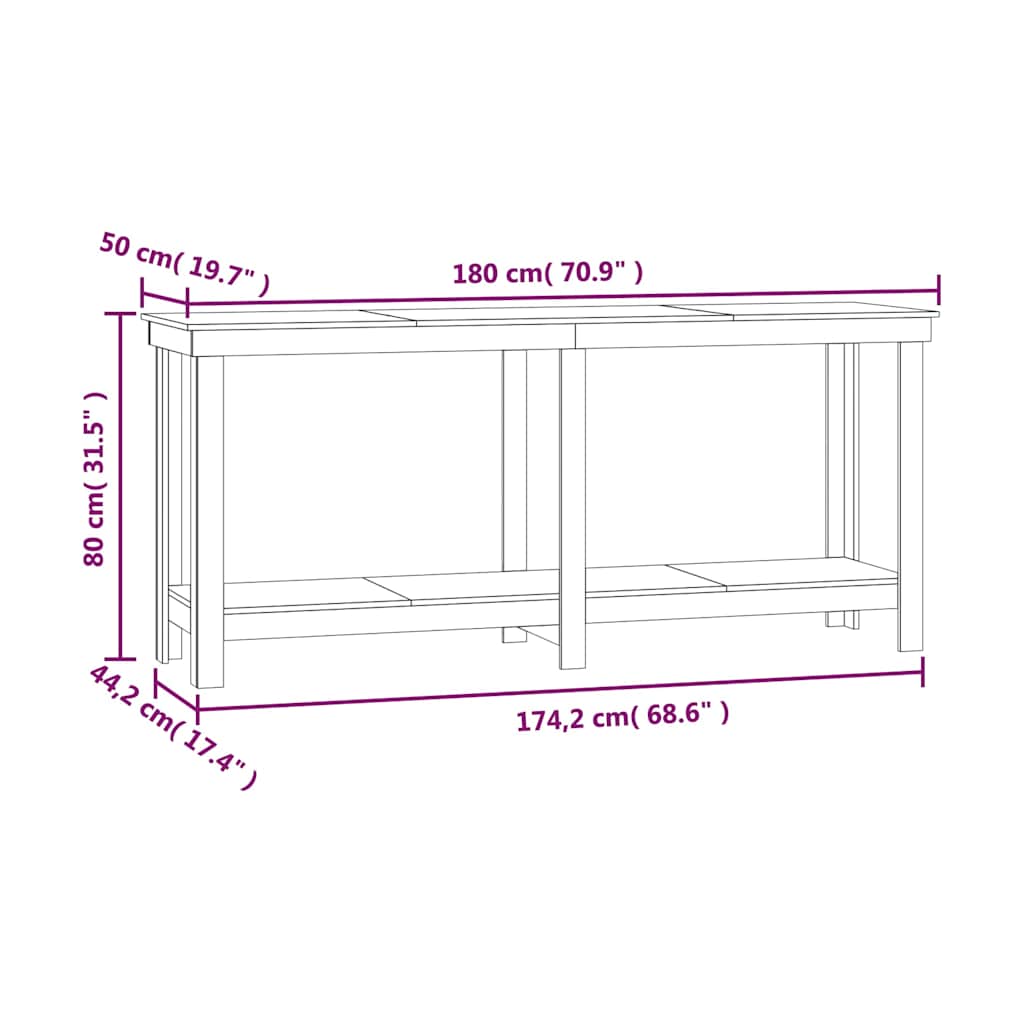 Πάγκος Εργασίας Γκρι 180 x 50 x 80 εκ. από Μασίφ Ξύλο Πεύκου
