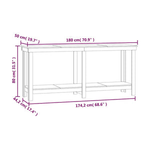 Πάγκος Εργασίας Γκρι 180 x 50 x 80 εκ. από Μασίφ Ξύλο Πεύκου