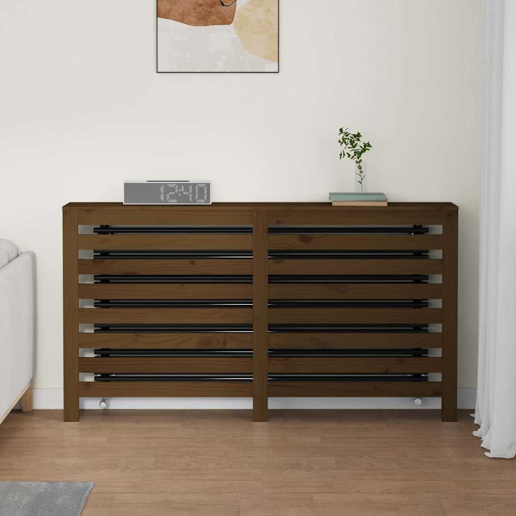 Κάλυμμα Καλοριφέρ Καφέ μελί 153x19x84 εκ. από Μασίφ Ξύλο Πεύκου