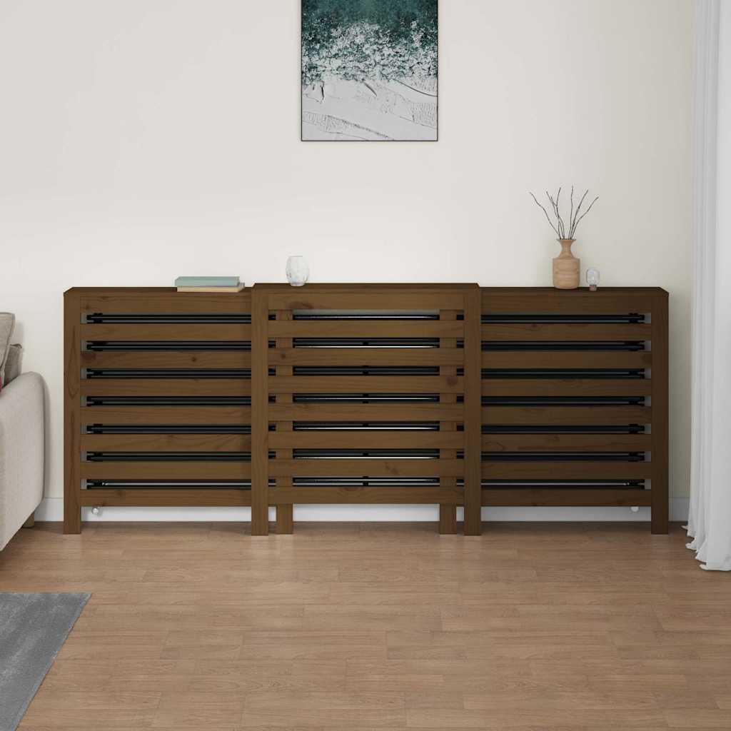 Κάλυμμα Καλοριφέρ Καφέ μελί 210x21x85 εκ. από Μασίφ Ξύλο Πεύκου