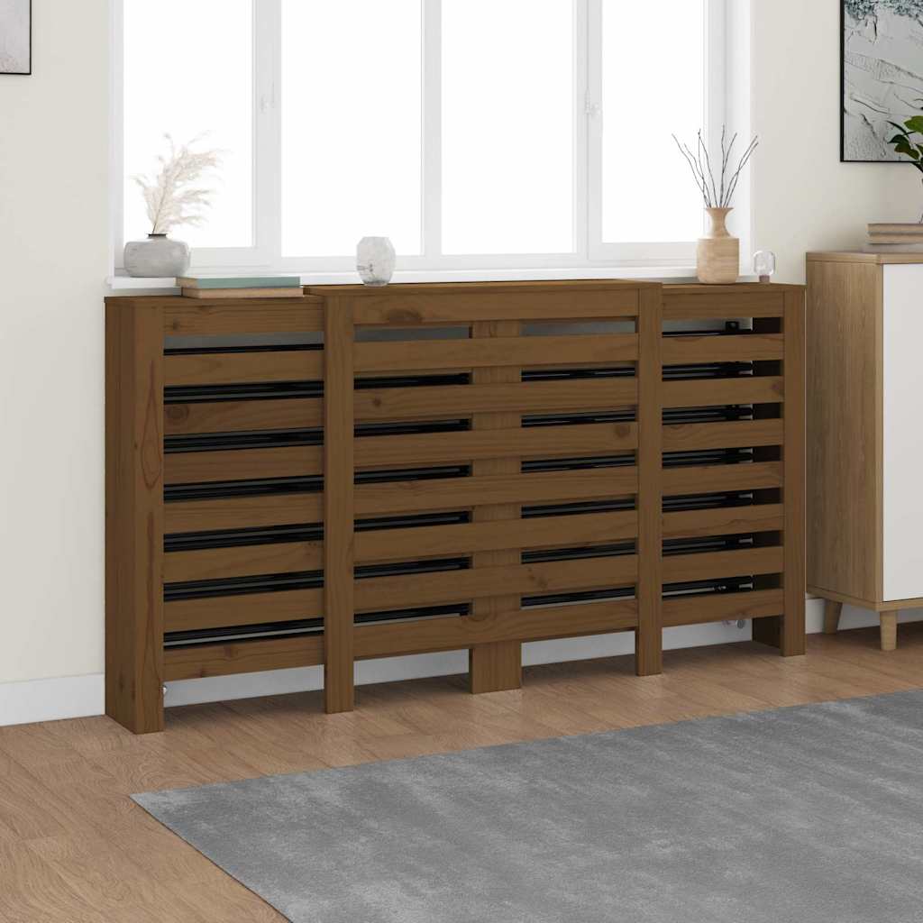 Κάλυμμα Καλοριφέρ Καφέ μελί 210x21x85 εκ. από Μασίφ Ξύλο Πεύκου