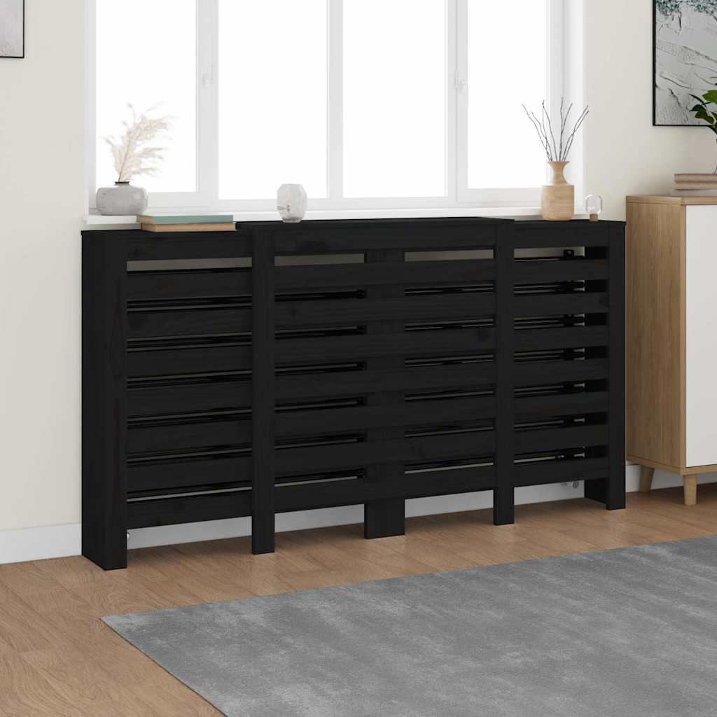 Κάλυμμα Καλοριφέρ Μαύρο 210x21x85 εκ. από Μασίφ Ξύλο Πεύκου - Pakobazaar