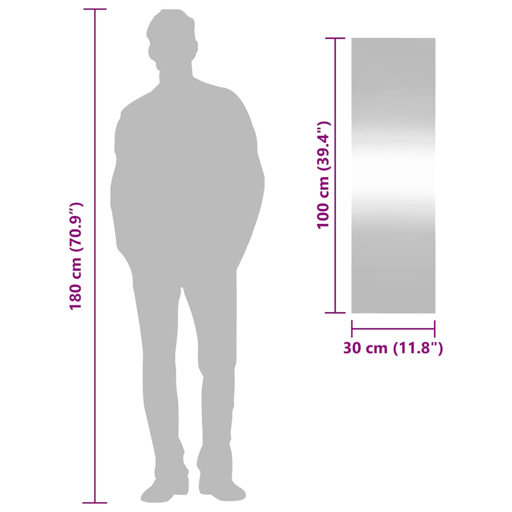 Καθρέφτης Επιτοίχιος Ορθογώνιος 30 x 100 εκ. - Pakobazaar