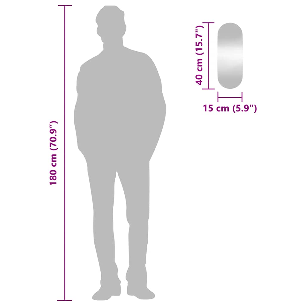 Καθρέφτης Τοίχου Οβάλ 15 x 40 εκ. από Γυαλί