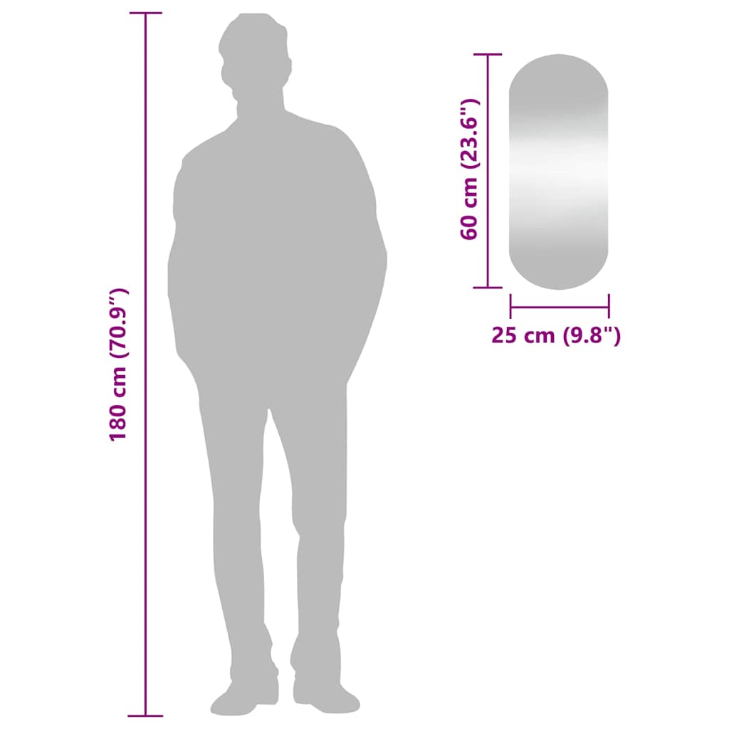 Καθρέφτης Τοίχου Οβάλ 25 x 60 εκ. από Γυαλί - Pakobazaar