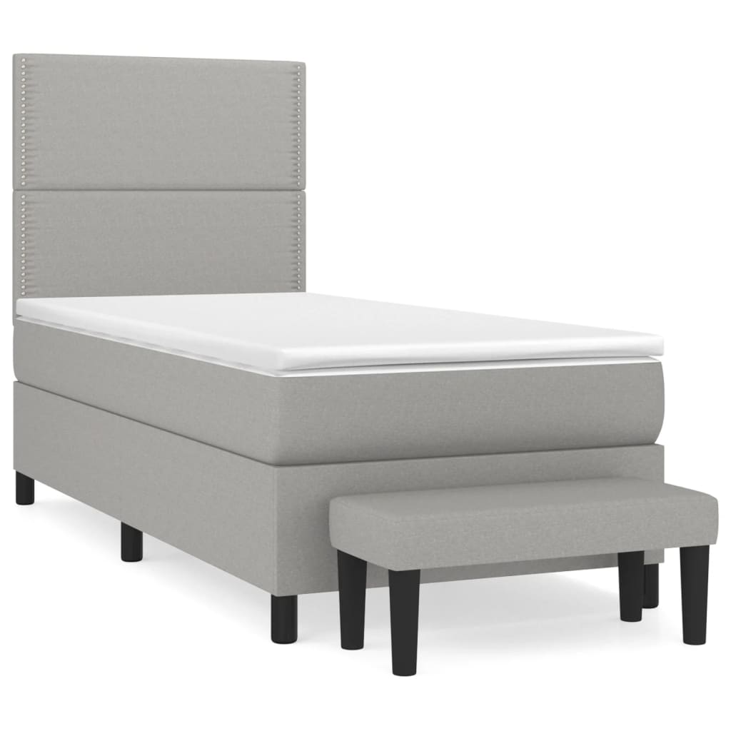 Κρεβάτι Boxspring με Στρώμα Ανοιχτό Γκρι 80x200 εκ. Υφασμάτινο