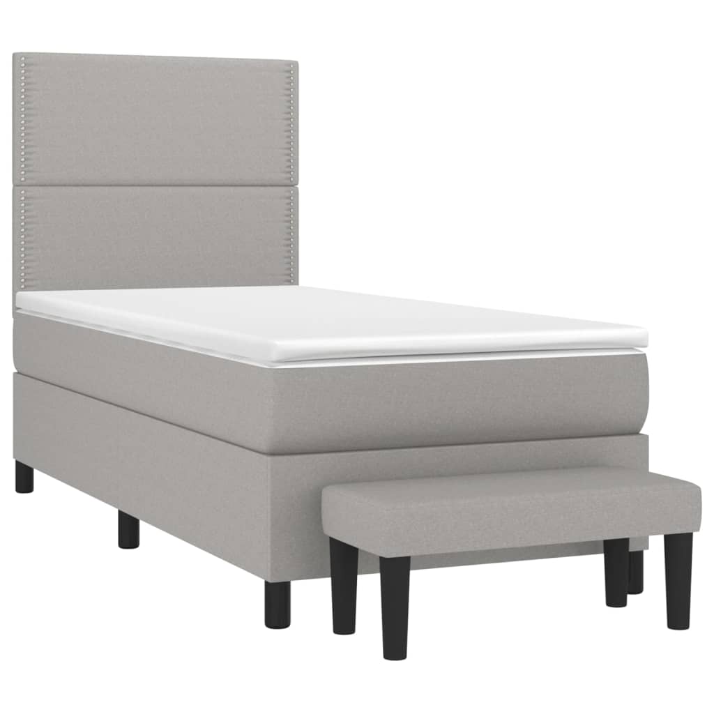 Κρεβάτι Boxspring με Στρώμα Ανοιχτό Γκρι 80x200 εκ. Υφασμάτινο