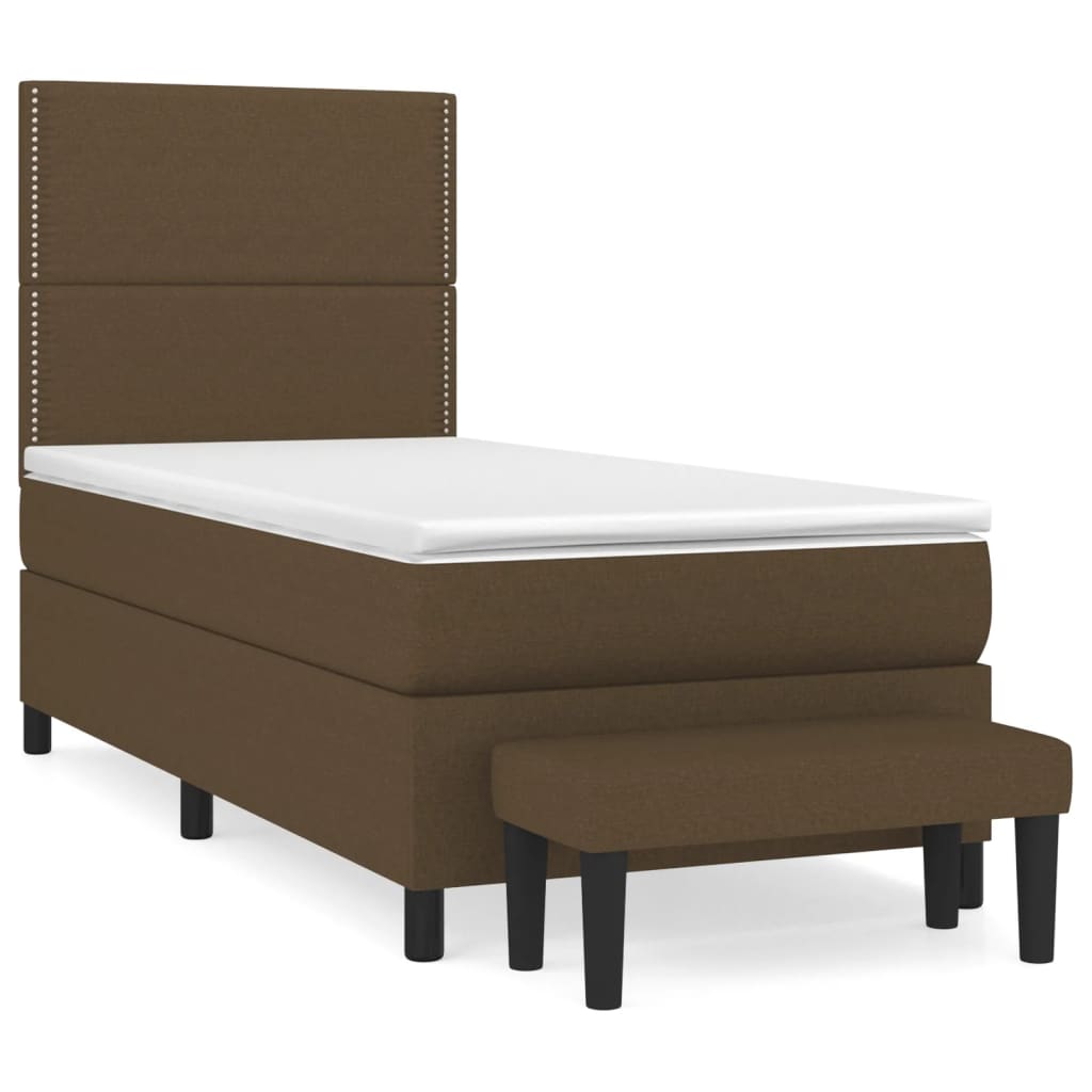 Κρεβάτι Boxspring με Στρώμα Σκούρο Καφέ 80x200 εκ. Υφασμάτινο