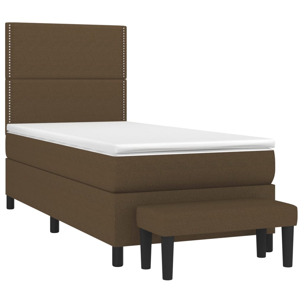 Κρεβάτι Boxspring με Στρώμα Σκούρο Καφέ 80x200 εκ. Υφασμάτινο