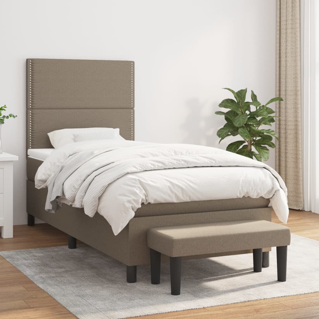 Κρεβάτι Boxspring με Στρώμα Taupe 80x200 εκ. Υφασμάτινο - Pakobazaar