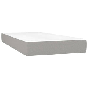 Κρεβάτι Boxspring με Στρώμα Ανοιχτό Γκρι 90x190 εκ. Υφασμάτινο