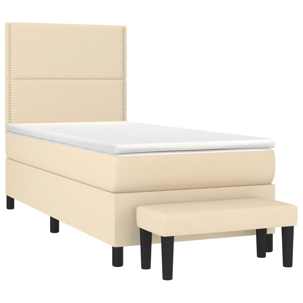 Κρεβάτι Boxspring με Στρώμα Κρεμ 90x190 εκ.Υφασμάτινο