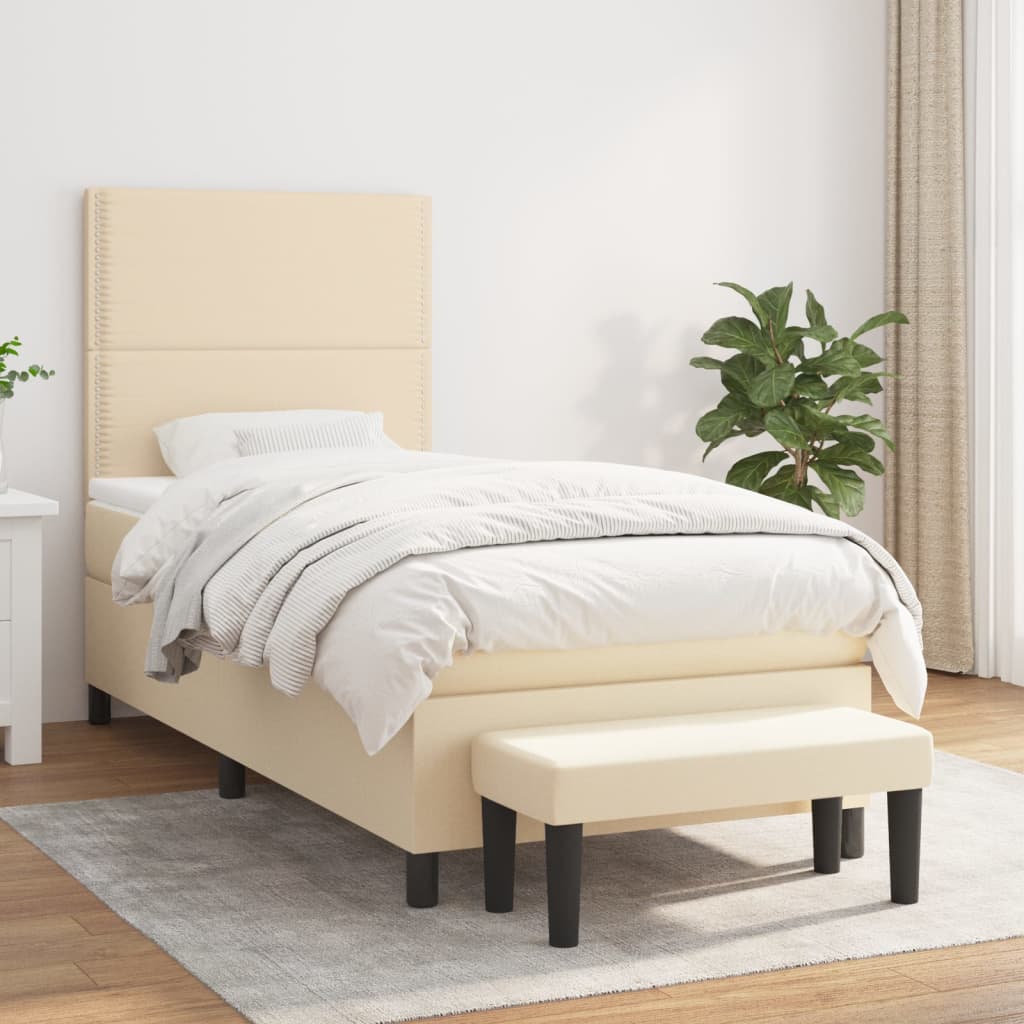 Κρεβάτι Boxspring με Στρώμα Κρεμ 90x200 εκ.Υφασμάτινο