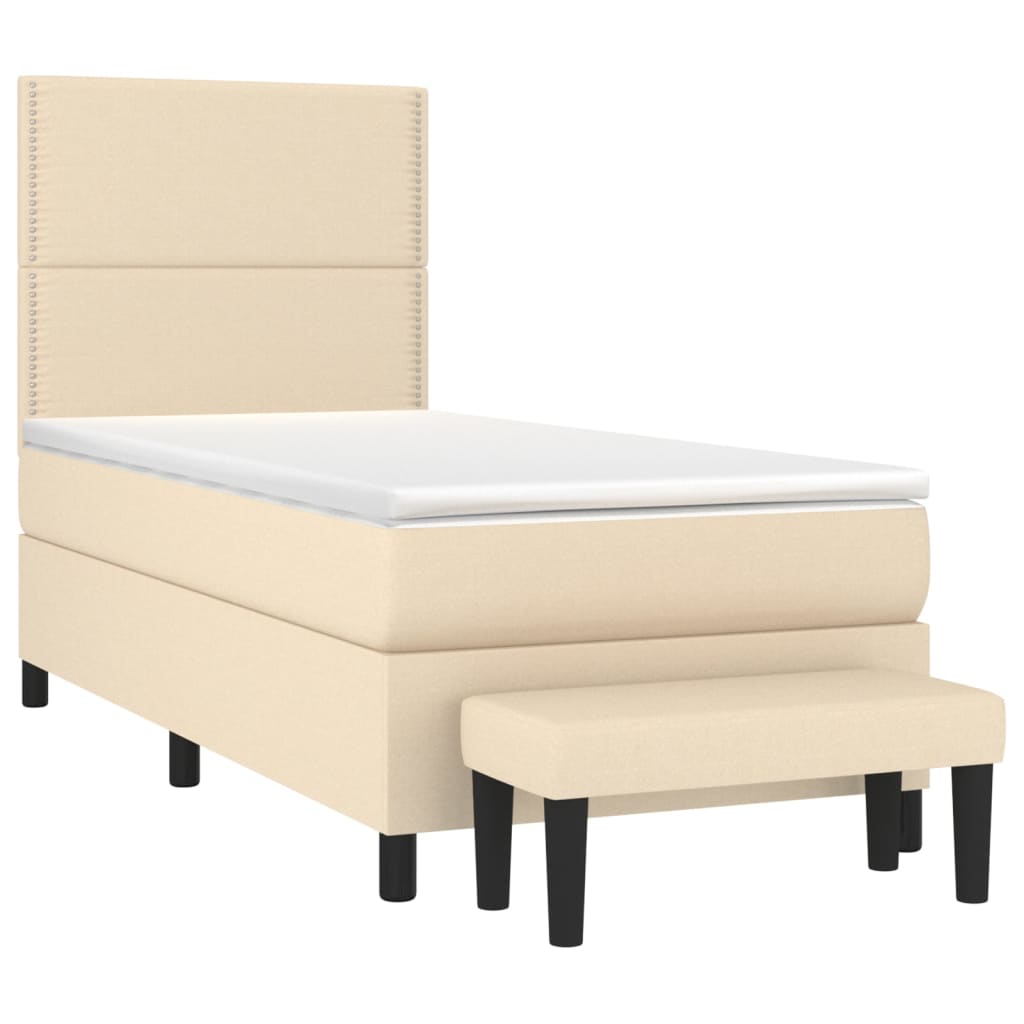 Κρεβάτι Boxspring με Στρώμα Κρεμ 100 x 200 εκ. Υφασμάτινο
