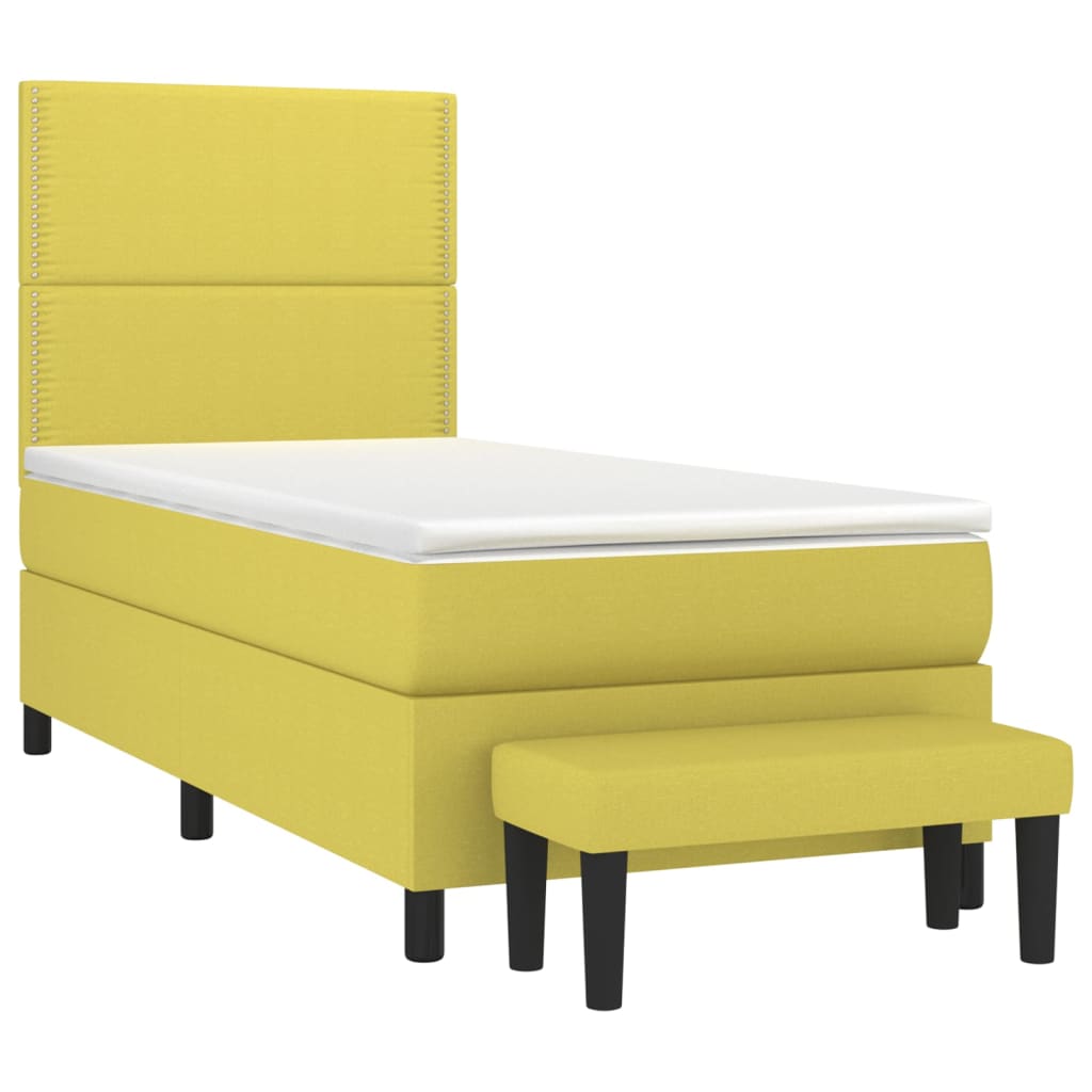 Κρεβάτι Boxspring με Στρώμα Ανοιχτό πράσινο100x200εκ.Υφασμάτινο