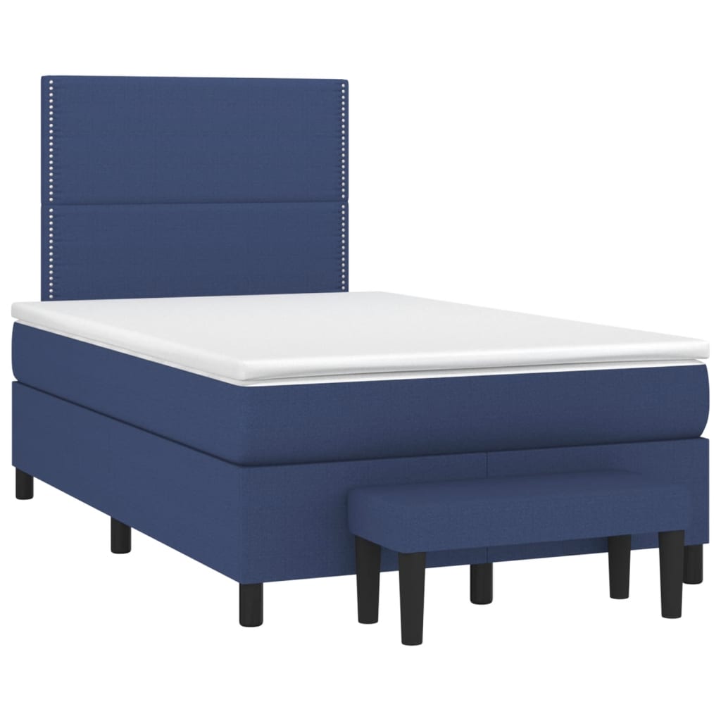 Κρεβάτι Boxspring με Στρώμα Μπλε 120x200 εκ. Υφασμάτινο