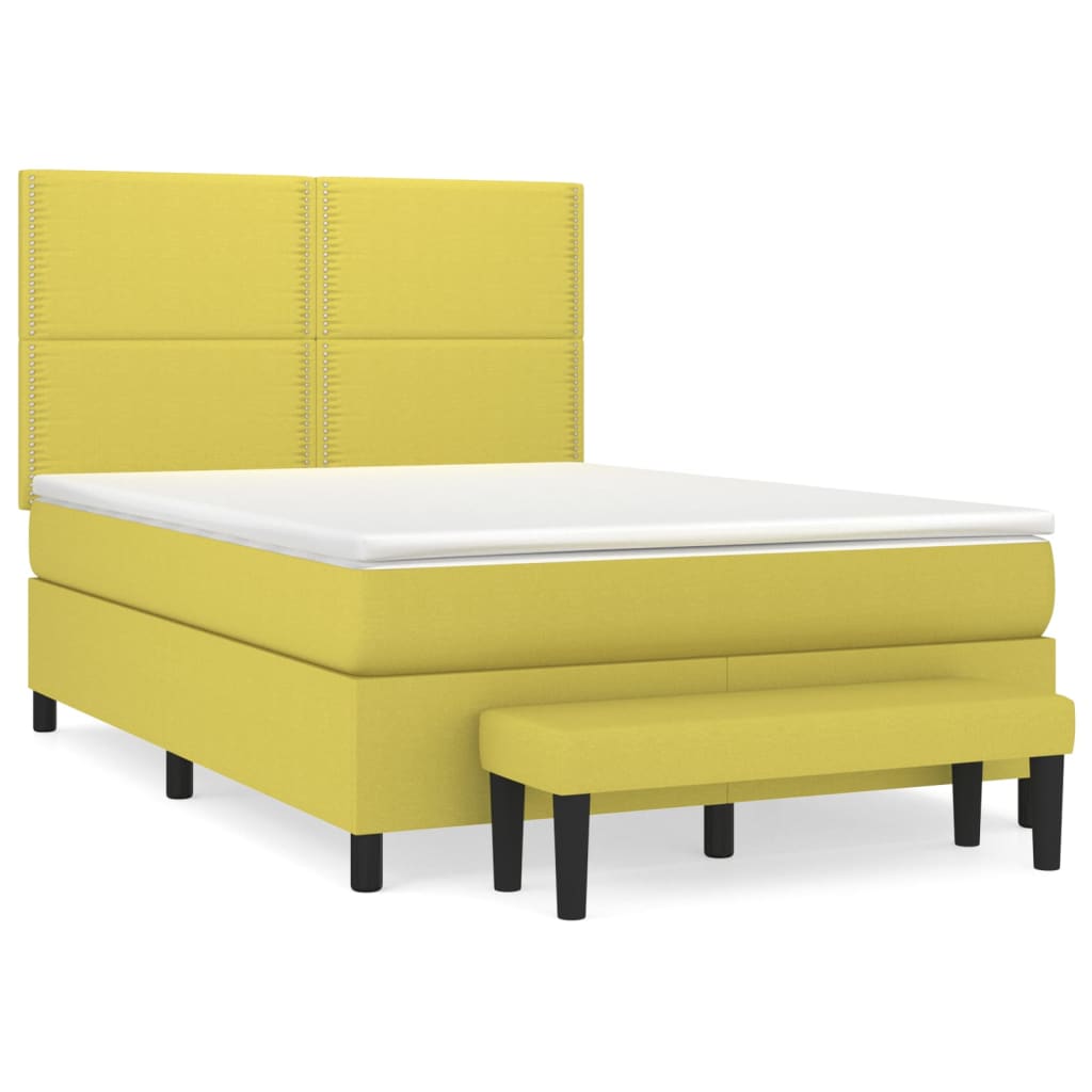 Κρεβάτι Boxspring με Στρώμα Ανοιχτό πράσινο140x190εκ.Υφασμάτινο