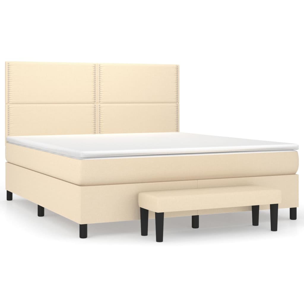 Κρεβάτι Boxspring με Στρώμα Κρεμ 160x200 εκ. Υφασμάτινο