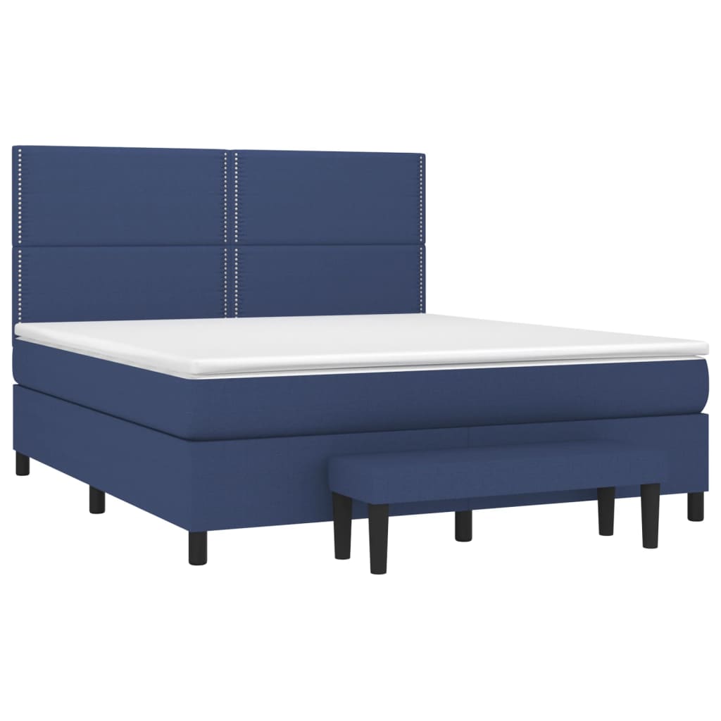 Κρεβάτι Boxspring με Στρώμα Μπλε 160x200 εκ. Υφασμάτινο