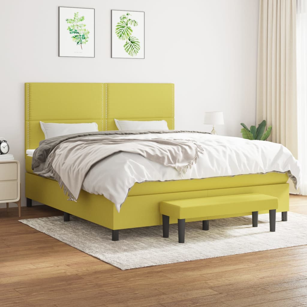 Κρεβάτι Boxspring με Στρώμα Αν. Πράσινο 120x190εκ Υφασμάτινο