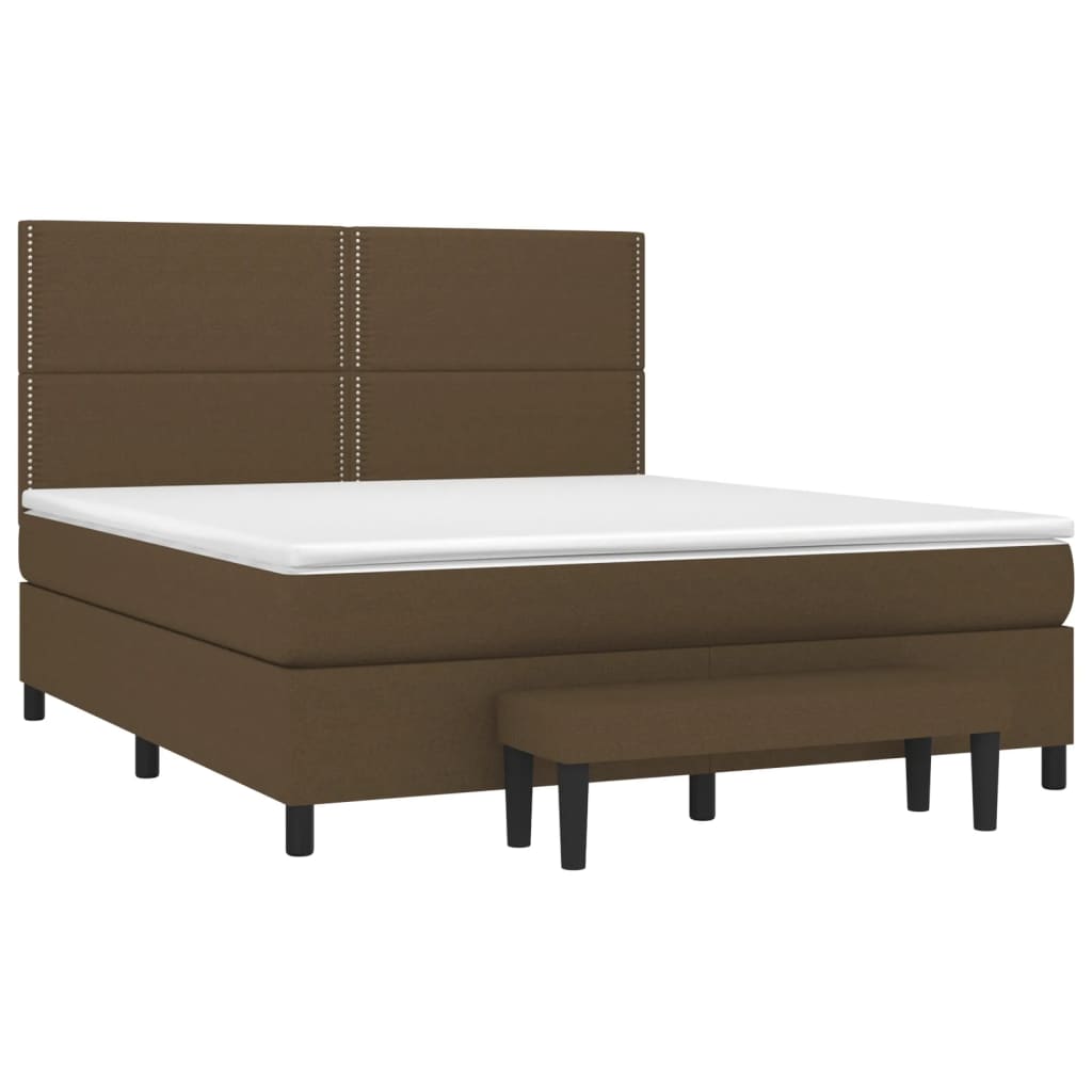 Κρεβάτι Boxspring με Στρώμα Σκούρο Καφέ 180x200 εκ Υφασμάτινο