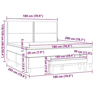 Κρεβάτι Boxspring με Στρώμα Taupe 180x200 εκ. Υφασμάτινο