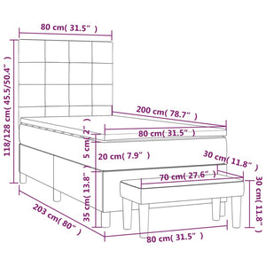Κρεβάτι Boxspring με Στρώμα Σκούρο Καφέ 80x200 εκ. Υφασμάτινο