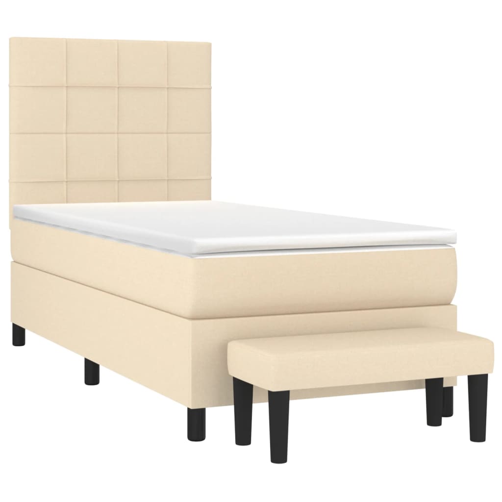 Κρεβάτι Boxspring με Στρώμα Κρεμ 80 x 200 εκ. Υφασμάτινο - Pakobazaar