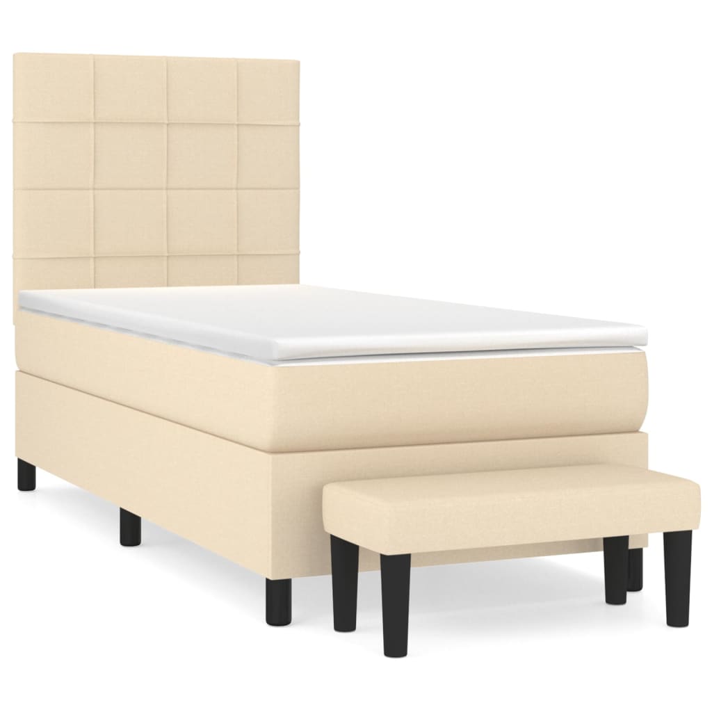 Κρεβάτι Boxspring με Στρώμα Κρεμ 90x190 εκ.Υφασμάτινο