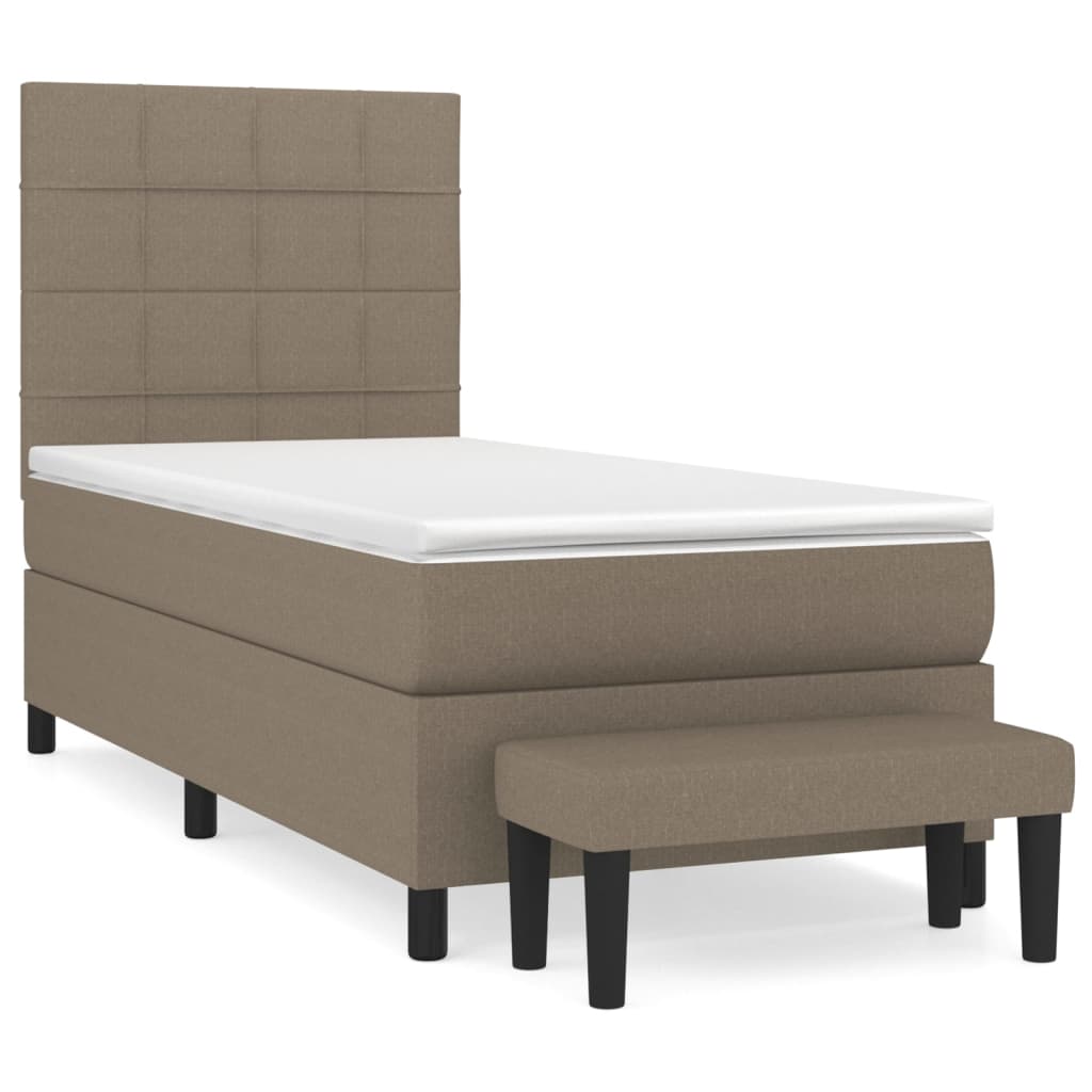 Κρεβάτι Boxspring με Στρώμα Taupe 90x200 εκ. Υφασμάτινο