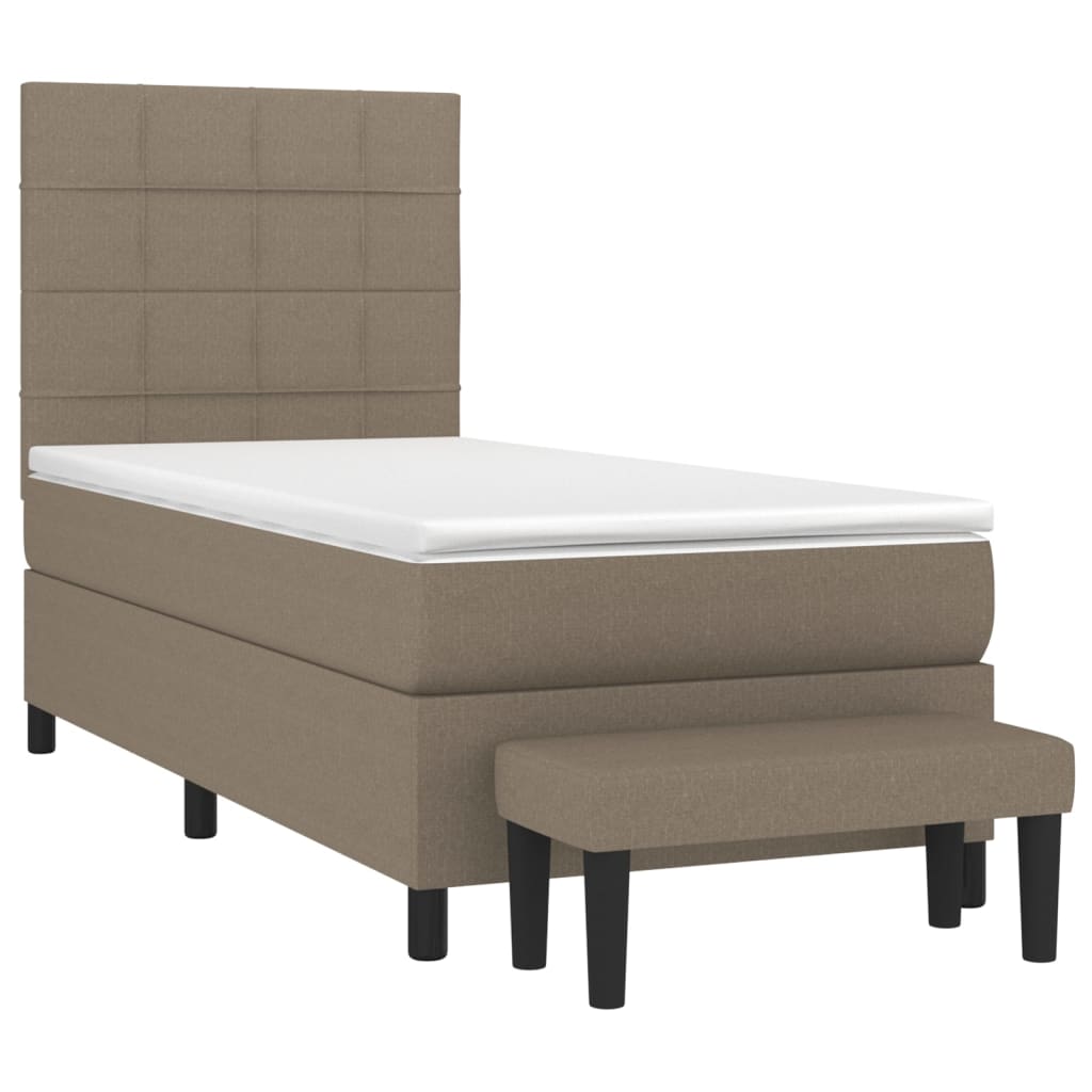 Κρεβάτι Boxspring με Στρώμα Taupe 90x200 εκ. Υφασμάτινο