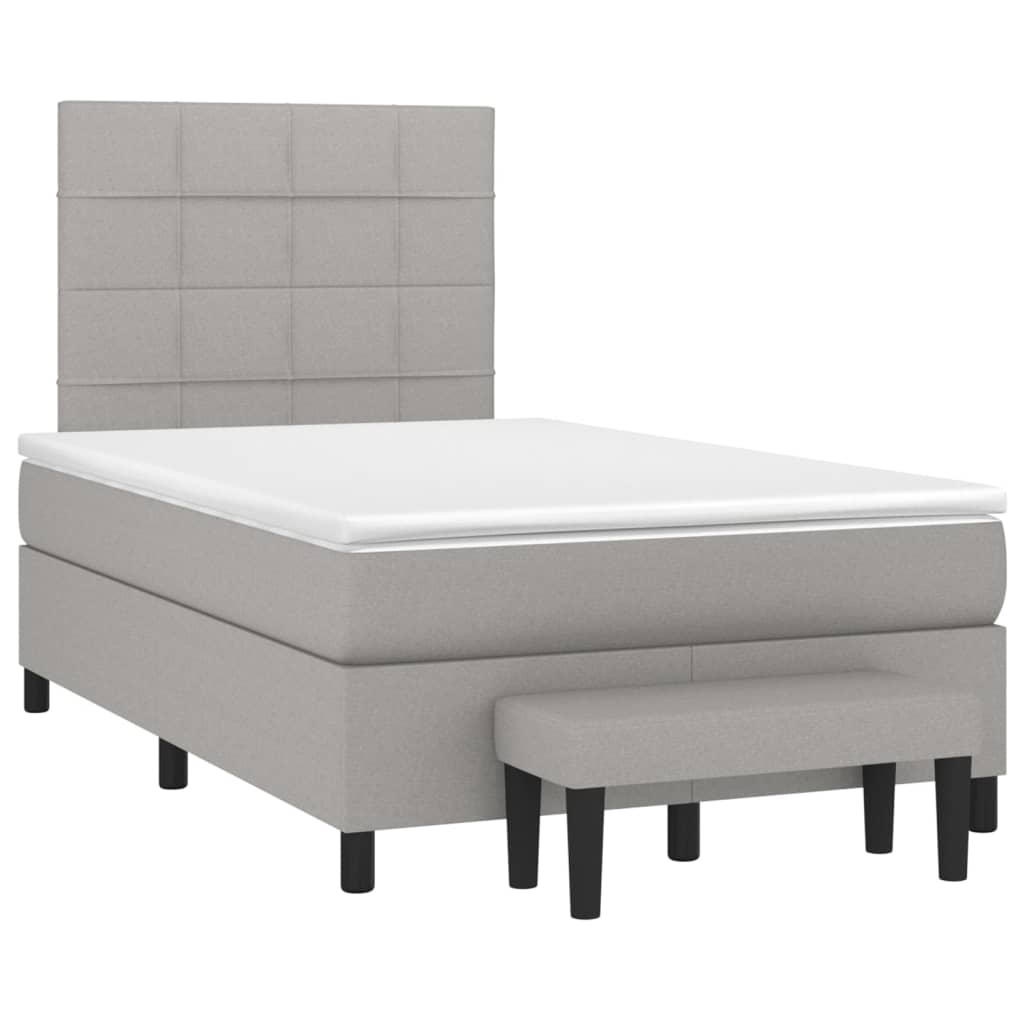 Κρεβάτι Boxspring με Στρώμα Ανοιχτό Γκρι 120x200 εκ. Υφασμάτινο