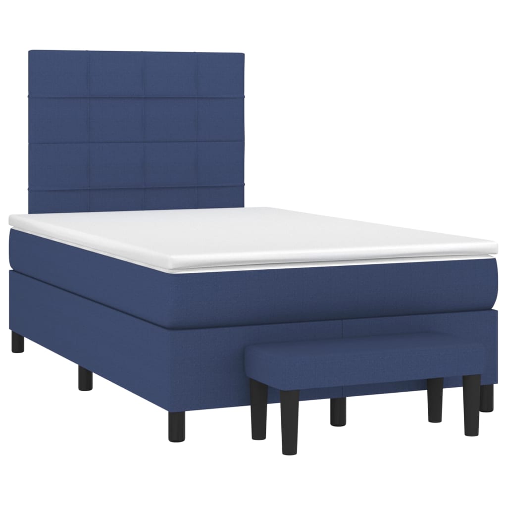 Κρεβάτι Boxspring με Στρώμα Μπλε 120x200 εκ. Υφασμάτινο - Pakobazaar