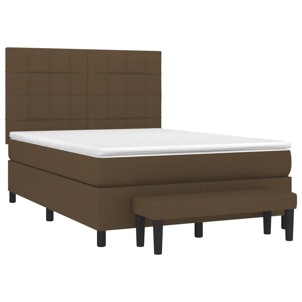 Κρεβάτι Boxspring με Στρώμα Σκούρο Καφέ 140x190 εκ. Υφασμάτινο
