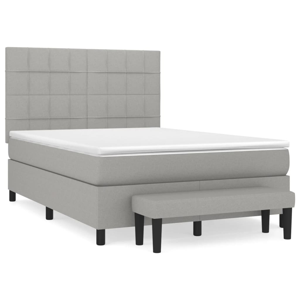 Κρεβάτι Boxspring με Στρώμα Ανοιχτό Γκρι 140x200 εκ. Υφασμάτινο