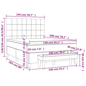 Κρεβάτι Boxspring με Στρώμα Ανοιχτό Γκρι 140x200 εκ. Υφασμάτινο