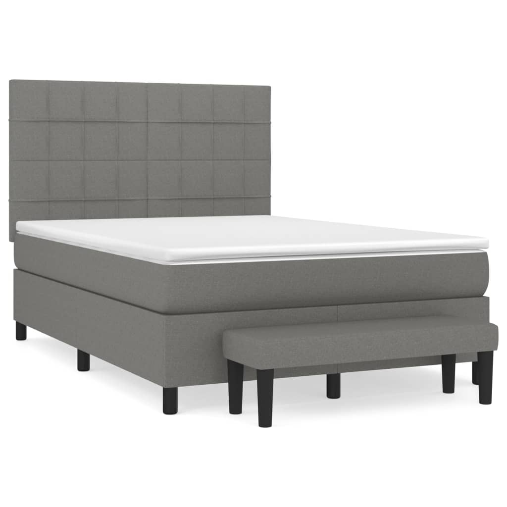 Κρεβάτι Boxspring με Στρώμα Σκούρο Γκρι 140x200 εκ Υφασμάτινο