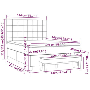Κρεβάτι Boxspring με Στρώμα Μαύρο 140x200 εκ. Υφασμάτινο