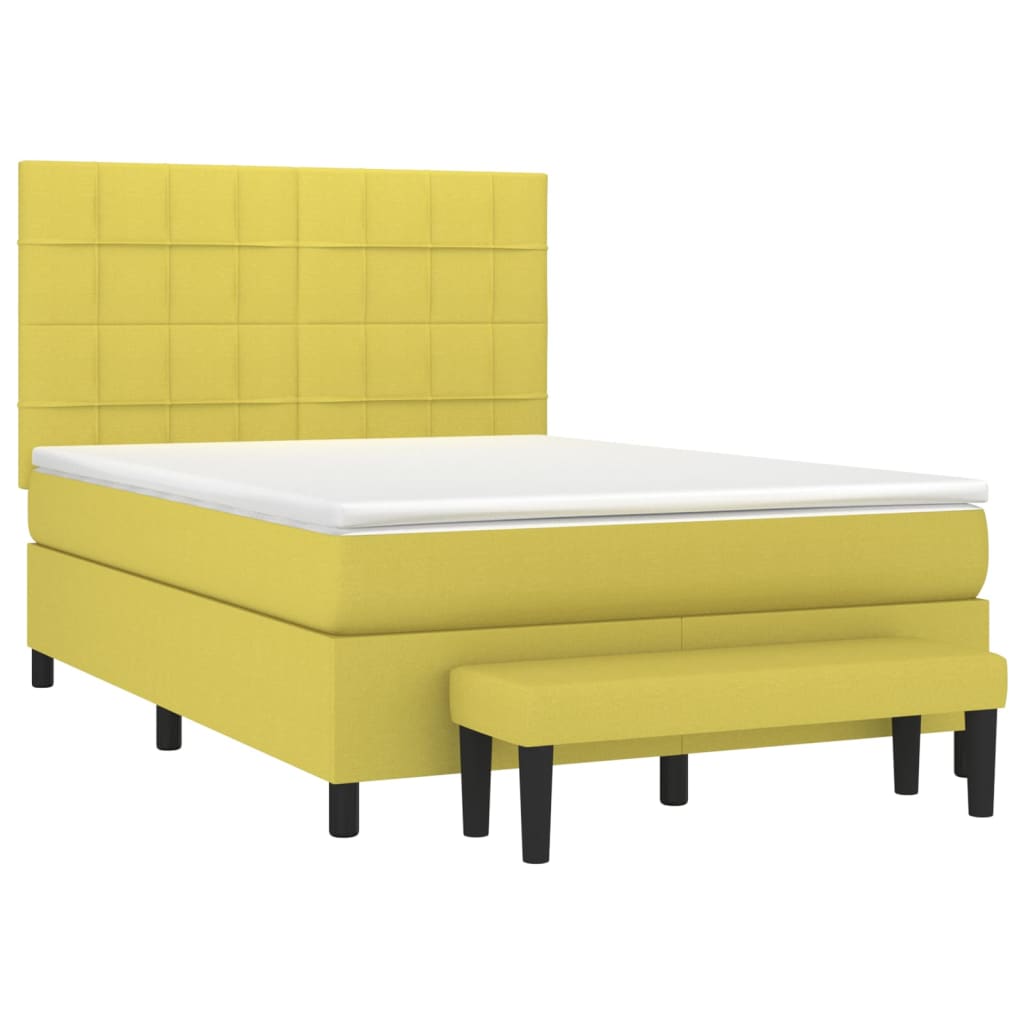 Κρεβάτι Boxspring με Στρώμα Ανοιχτό πράσινο140x200εκ.Υφασμάτινο