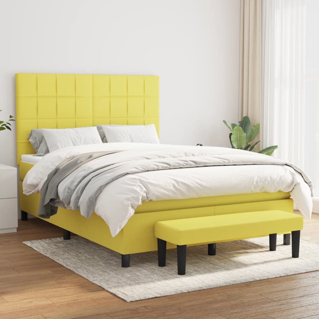 Κρεβάτι Boxspring με Στρώμα Ανοιχτό πράσινο140x200εκ.Υφασμάτινο