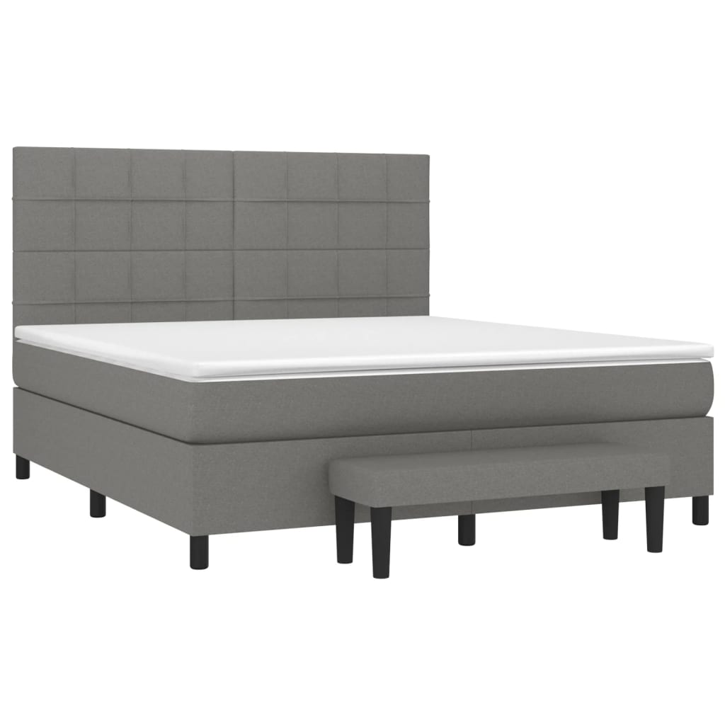 Κρεβάτι Boxspring με Στρώμα Σκούρο Γκρι 160x200 εκ Υφασμάτινο