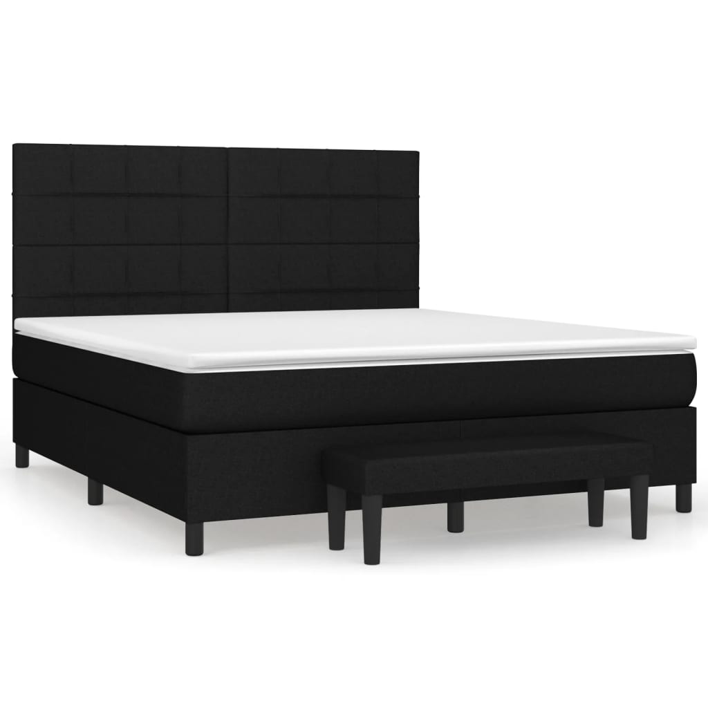 Κρεβάτι Boxspring με Στρώμα Μαύρο 160x200 εκ. Υφασμάτινο