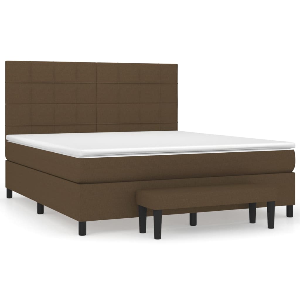 Κρεβάτι Boxspring με Στρώμα Σκούρο Καφέ 160x200 εκ Υφασμάτινο