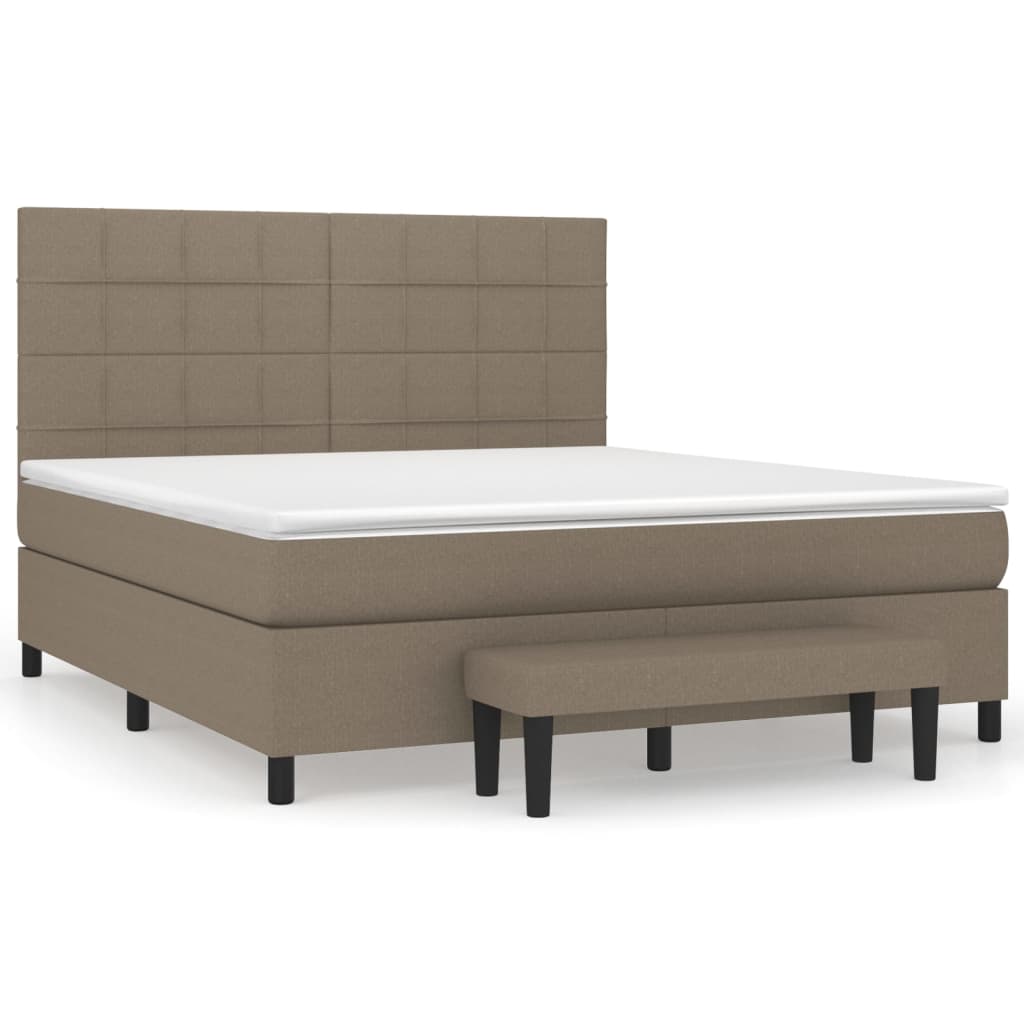 Κρεβάτι Boxspring με Στρώμα Taupe 160x200 εκ. Υφασμάτινο