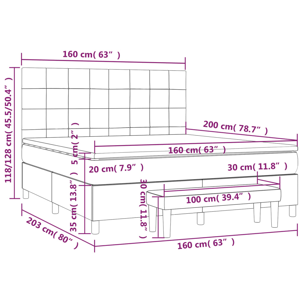 Κρεβάτι Boxspring με Στρώμα Αν. Πράσινο 120x190εκ Υφασμάτινο