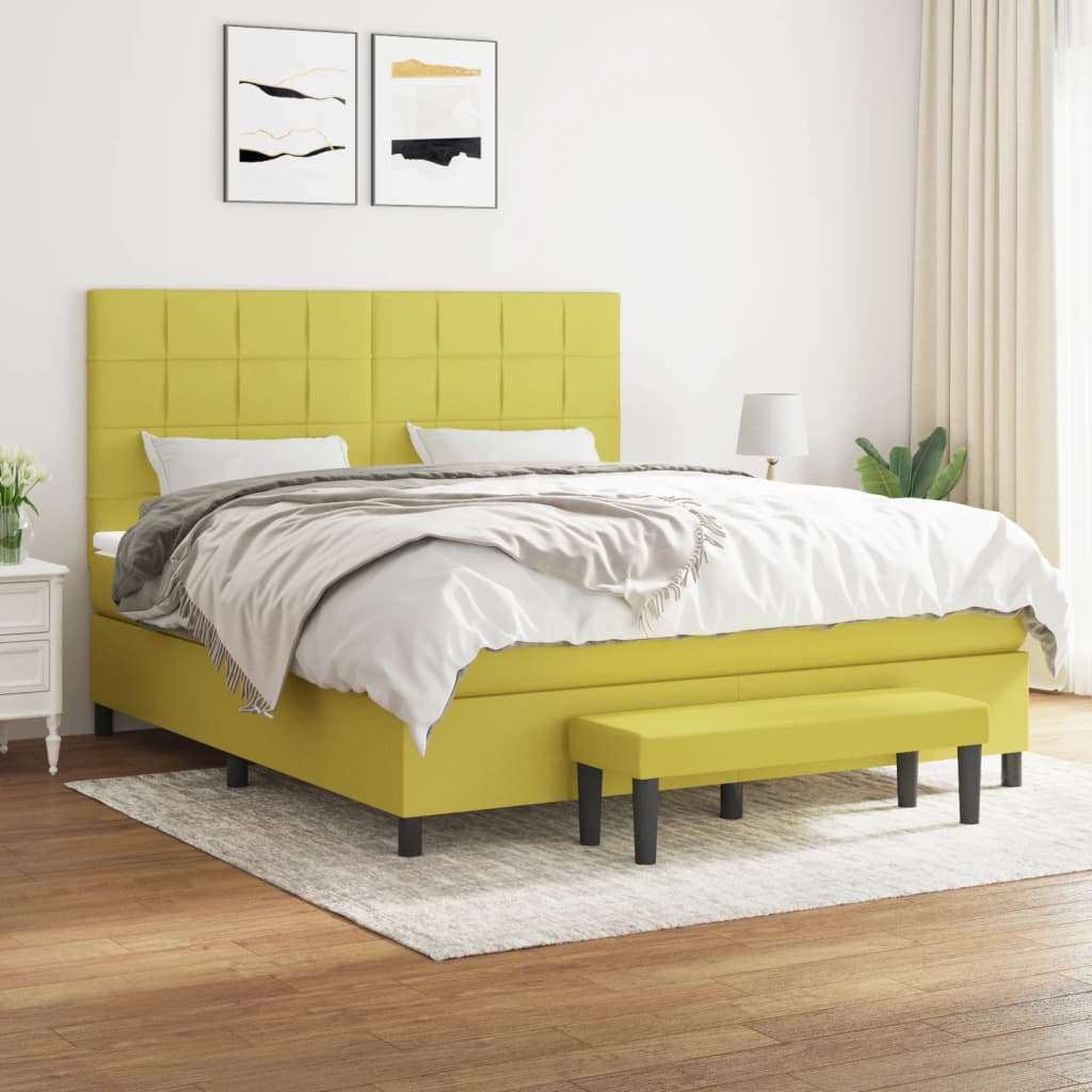 Κρεβάτι Boxspring με Στρώμα Αν. Πράσινο 120x190εκ Υφασμάτινο