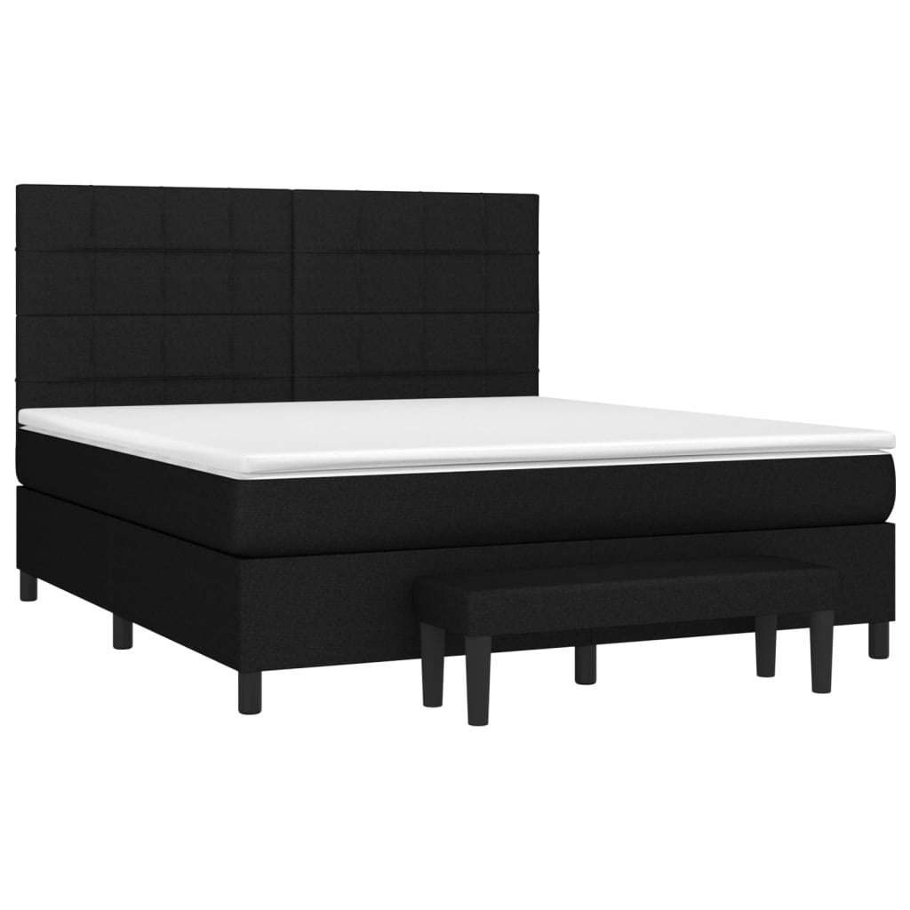 Κρεβάτι Boxspring με Στρώμα Μαύρο 180x200 εκ. Υφασμάτινο